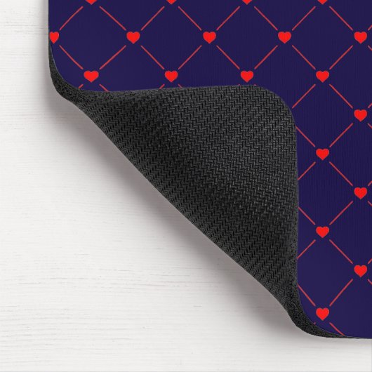 Diamond Shaped Red Heart & Line Art Mousepad (Ecke)