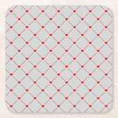 Diamond Shaped Red Heart & Line Art Rechteckiger Pappuntersetzer (Vorderseite)