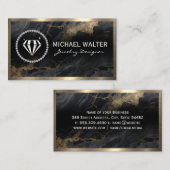 Diamond Shine | Schwarzer Marmor | Gold Metallic Visitenkarte (Vorne/Hinten)