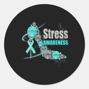 Diamond Shows Stress Awareness Warrior Ribbon Runder Aufkleber
