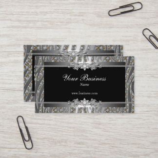 Diamond Silver Black Elegant Zebra Jewel Visitenkarte