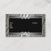 Diamond Silver Black Elegant Zebra Jewel Visitenkarte (Rückseite)