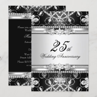 Diamond Silver Black zum 25. Jubiläum Einladung