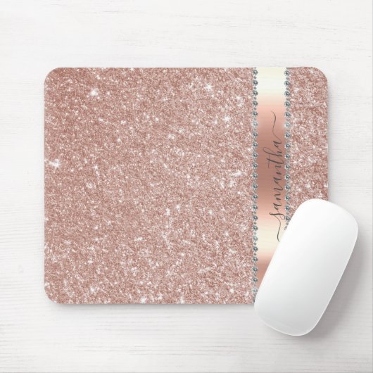 Diamond Silver Glitzer Name Monogram Mouse Pad Mousepad (Mit Mouse)