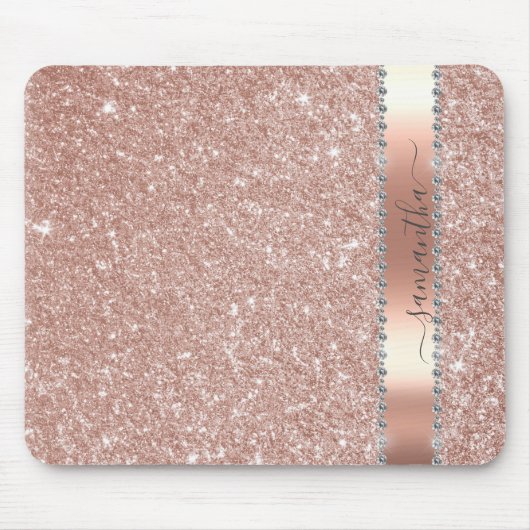 Diamond Silver Glitzer Name Monogram Mouse Pad Mousepad (Vorne)