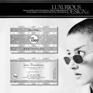 Diamond Silver Glitzer Sparkle Stars Logo Elegant Visitenkarte