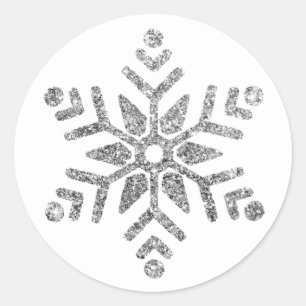 Diamond Silver Snowflake auf der White Wedding Runder Aufkleber