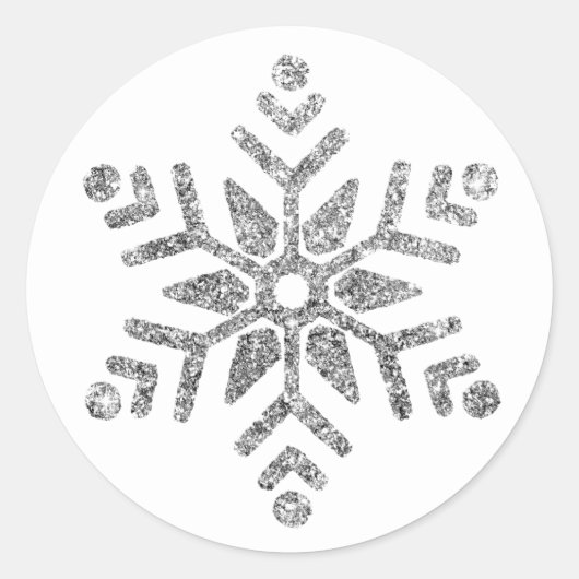 Diamond Silver Snowflake auf der White Wedding Runder Aufkleber (Vorderseite)