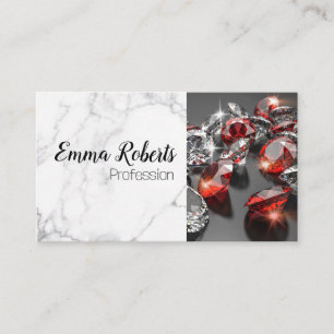 Diamond Silver Sparkling Red Marble Business Card Visitenkarte