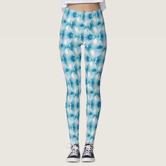 Diamond Sky Blue Pattern Leggings (Vorderseite)