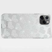 Diamond Small Heart Pattern, DIY Name, Silber Case iPhone Hülle (Rückseite (Horizontal))