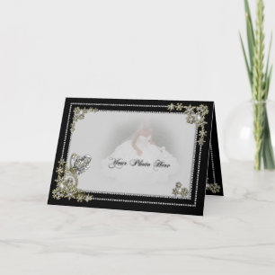 Diamond Snow Flake & Heart Winter Photo Karte