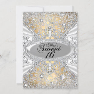Diamond Snowflake Gold Winter Wonderland Sweet 16 Einladung