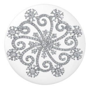Diamond Snowflake Keramik Pull Keramikknauf