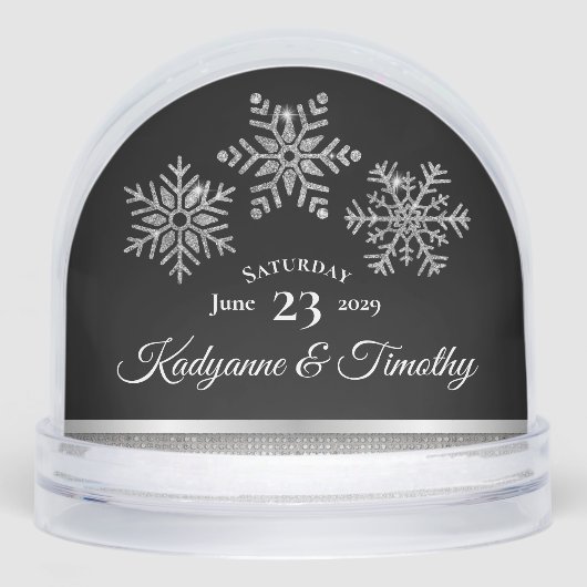 Diamond Snowflake Wedding Schneekugeln (Vorderseite)