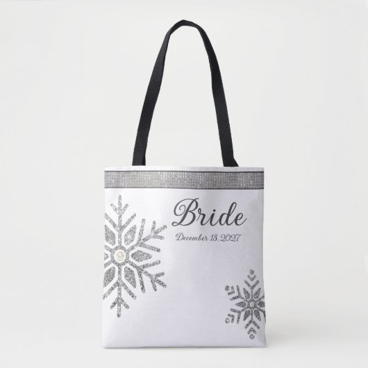 Diamond Snowflake Winter Wedding Bride Tasche (Vorderseite)