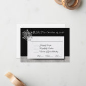 Diamond Snowflake Winter Wedding RSVP Card Mitteilungskarte (Vorderseite/Rückseite Beispiel)