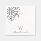 Diamond Snowflake Winter Wedding White Monogram Serviette (Vorderseite)