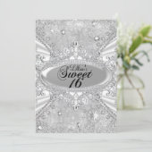 Diamond Snowflake Winter Wonderland Sweet 16 Einladung (Stehend Vorderseite)