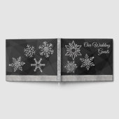 Diamond Snowflakes on Black Wedding Guest Book Gästebuch (Voll)