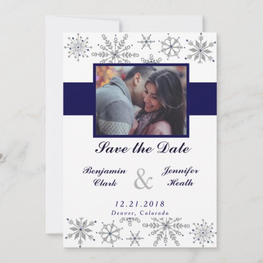 Diamond Snowflakes Save the Date (Vorderseite)