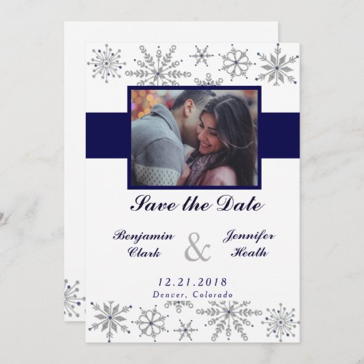 Diamond Snowflakes Save the Date (Vorne/Hinten)