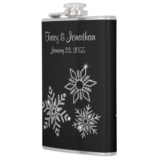 Diamond Snowflakes Wedding Flachmann (Links)