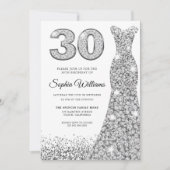 Diamond Sparkle Glitzer Dress 30. Geburtstag Party Einladung (Vorderseite)
