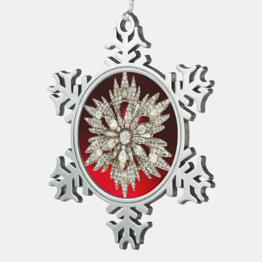 DIAMOND STAR , Red Ruby Schneeflocken Zinn-Ornament (Rechts)