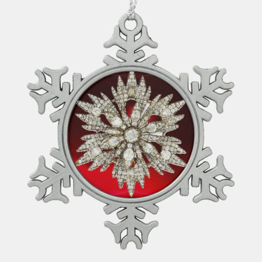 DIAMOND STAR , Red Ruby Schneeflocken Zinn-Ornament (Vorderseite)