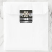 DIAMOND STARTET SCHWARZ-WEISSES RIBBON-MONOGRAMM QUADRATISCHER AUFKLEBER (Tasche)