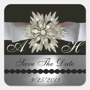 DIAMOND STARTET SCHWARZ-WEISSES RIBBON-MONOGRAMM QUADRATISCHER AUFKLEBER