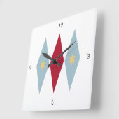 Diamond Sternexplosion Blue Red Mid Century Retro Quadratische Wanduhr (Winkel)
