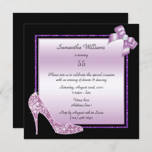 Diamond Stiletto & Romantic Bow Geburtstag Einladung