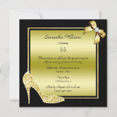 Diamond Stiletto & Romantic Gold Bow Geburtstag Einladung (Vorderseite)