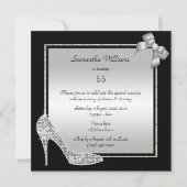 Diamond Stiletto & Romantic Silver Bow Geburtstag Einladung (Vorderseite)