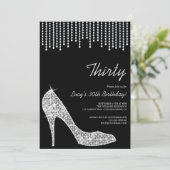 Diamond Stiletto & Suspended Beads 30. Geburtstag Einladung (Stehend Vorderseite)