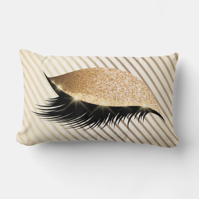 Diamond Stripes Lashes Glitzer Ivory Pearl Lendenkissen (Vorderseite)