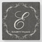 Diamond Studa Letter E Monogram Steinuntersetzer (Vorderseite)
