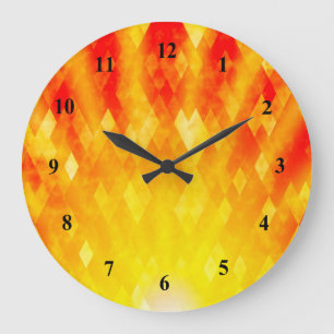 Diamond Sunburst Bright Geometric Design Große Wanduhr