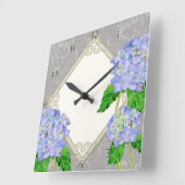 Diamond Swirl Etchings Blue Hydrangea Home Decor Quadratische Wanduhr (Winkel)