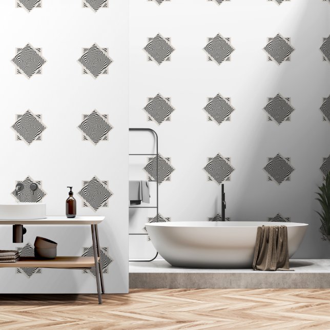 Diamond Swirl White Tapete (Badezimmer)