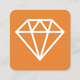 Diamond Symbol - Weiß auf Orange Quadratische Visitenkarte