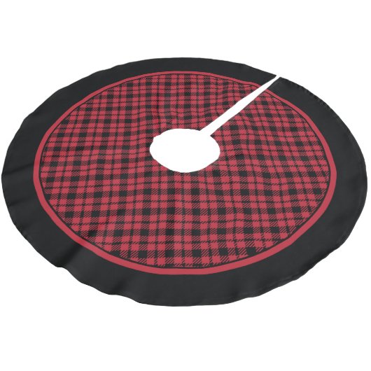 Diamond Tartan Red Black Kariert Tree Skirt Polyester Weihnachtsbaumdecke (Schrägansicht)