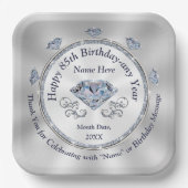 Diamond themed, 85th Birthday Plates, Personalized Pappteller (Vorderseite)