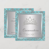 Diamond Tiara Aquamarin Blue Damask Aquamarin Blue Einladung (Vorne/Hinten)