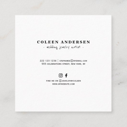 Diamond tiara auf schwarzen Hochzeitsschmuck Quadratische Visitenkarte (Rückseite)