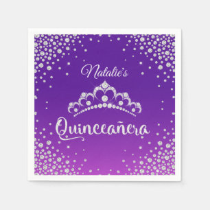 Diamond Tiara Crown Personalisiert Quinceanera Serviette