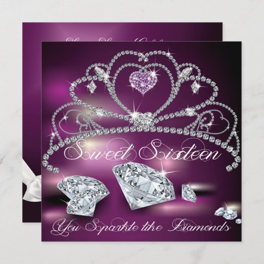 Diamond Tiara Glitzy 16 . Geburtstag Einladung (Vorne/Hinten)