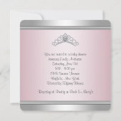Diamond Tiara Gray Pink Princess Baby Girl Dusche Einladung (Rückseite)